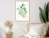 Eucalyptus wall art printable green gold leaves | MDP Graphics